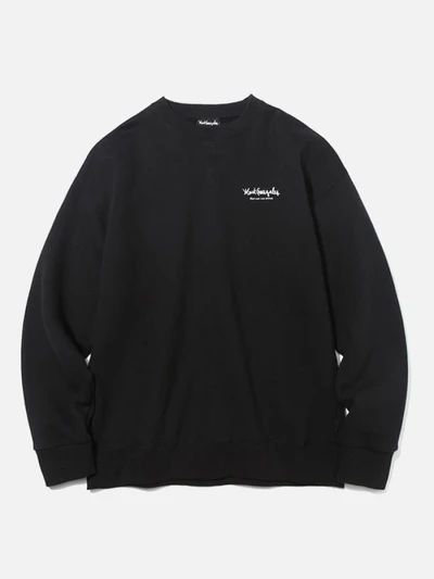 (MG1807CR06) BROKEN SKATEBOARD DRAWING CREWNECK BLACK